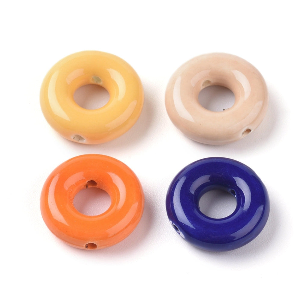 Colorful donut beads - Glazed porcelain