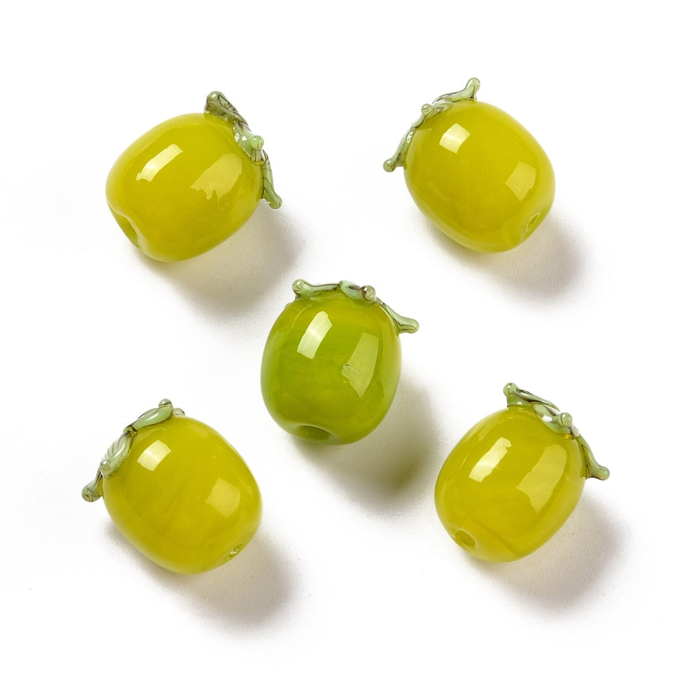 Persimmon, Olive - glass bead