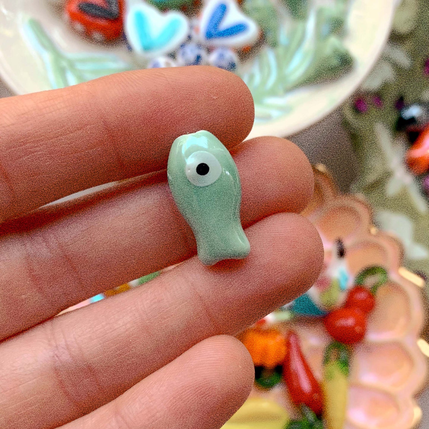 Fish - glossy ceramic bead