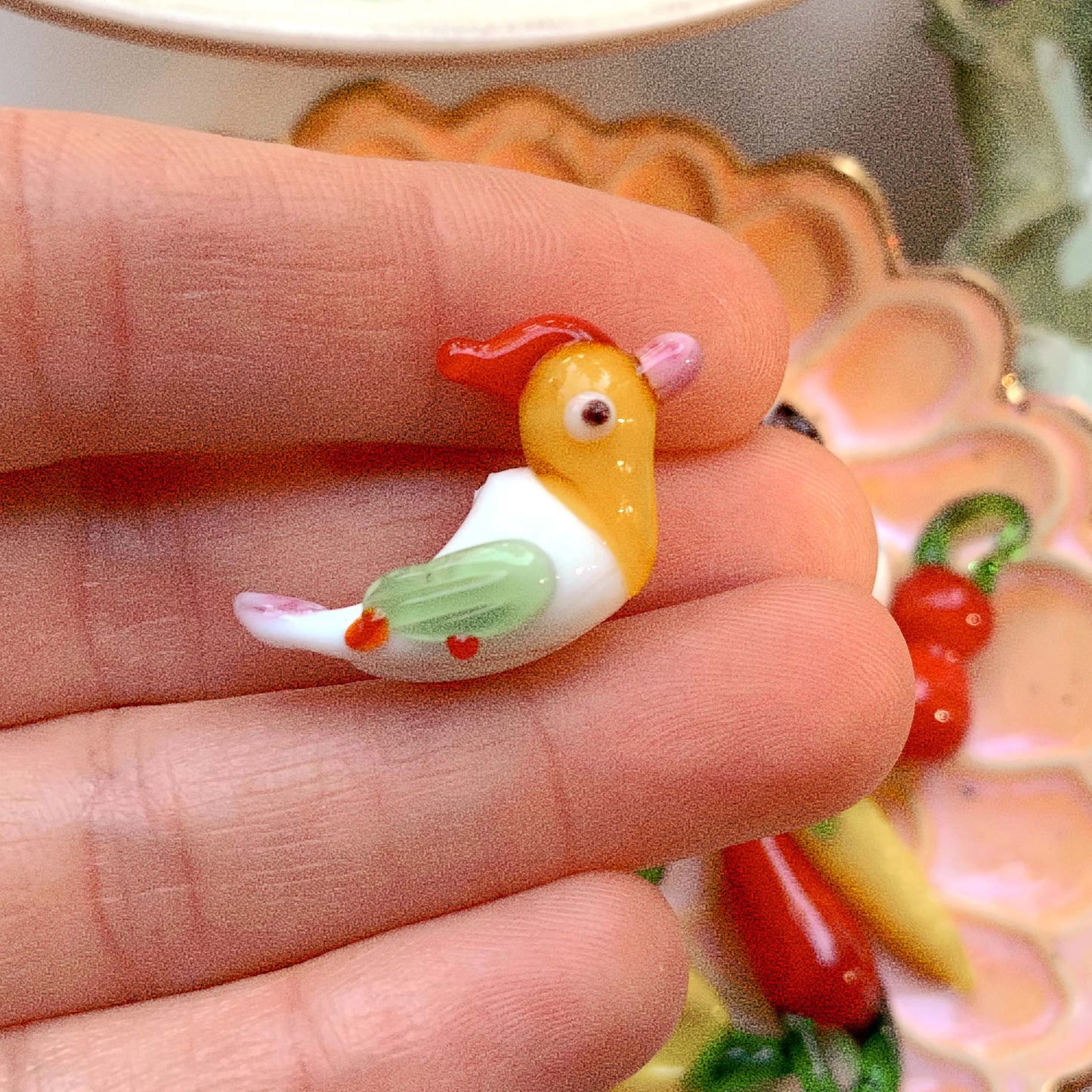 Bird - colorful glass bead