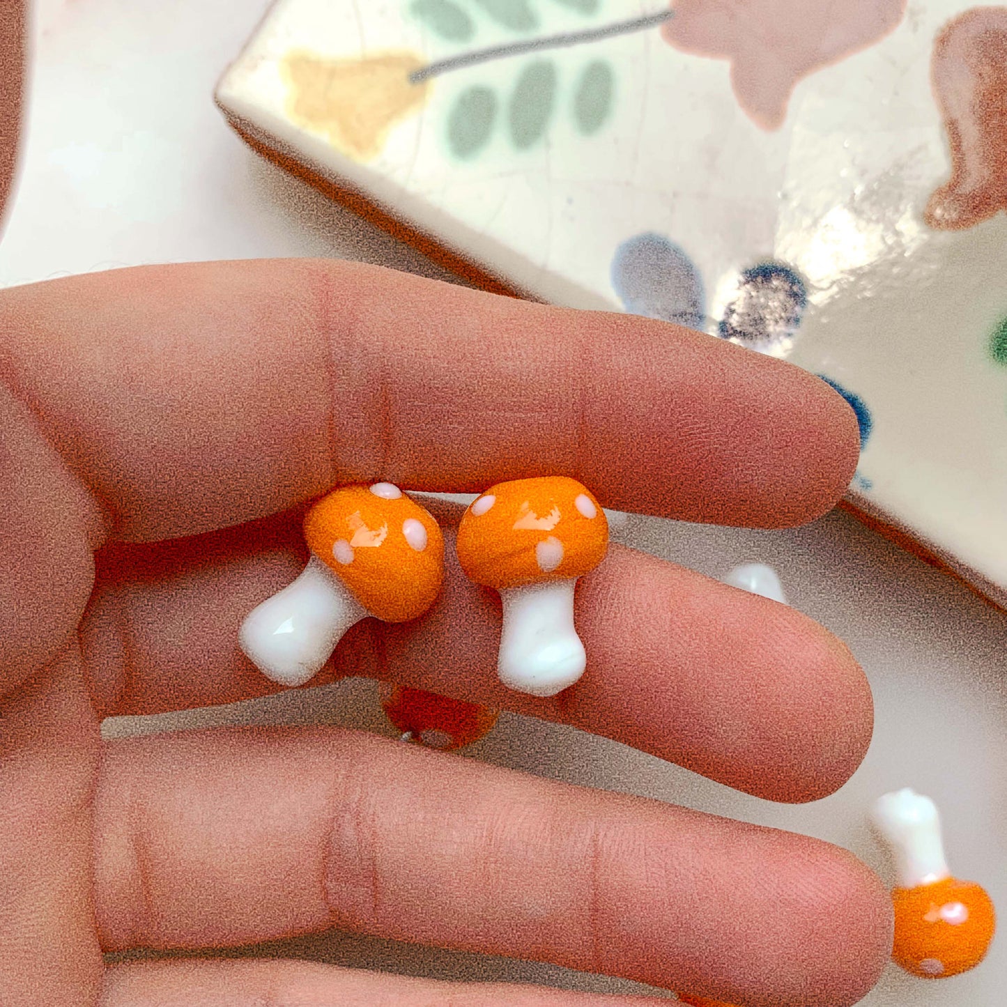 Orange Mushroom - glass bead