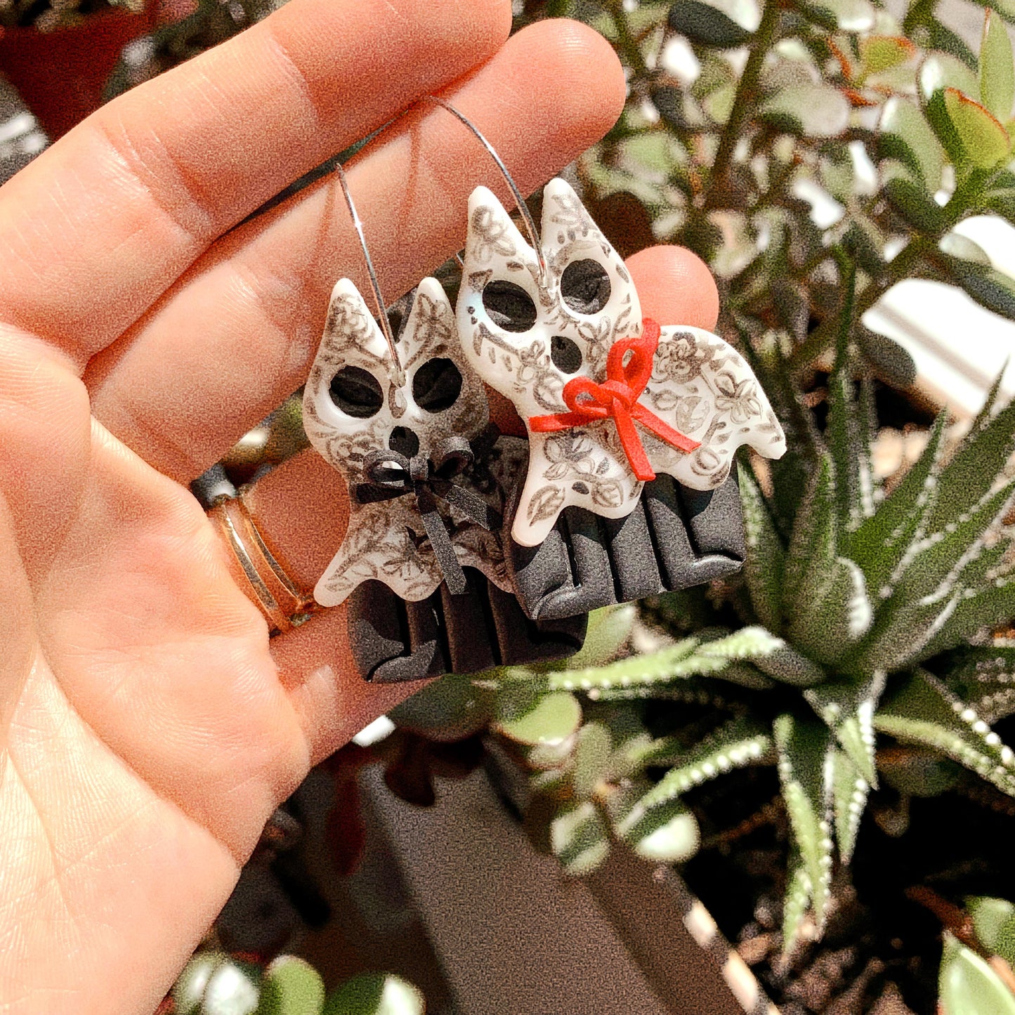Ghost cats - painted - Earrings