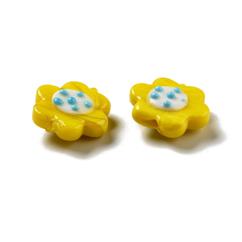 Yellow flower - glass bead
