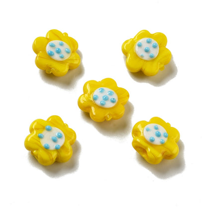 Yellow flower - glass bead