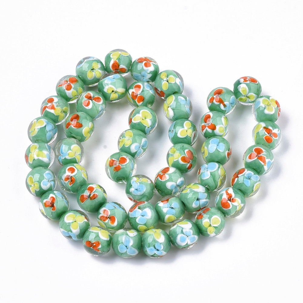 Inner flower green - Glass beads