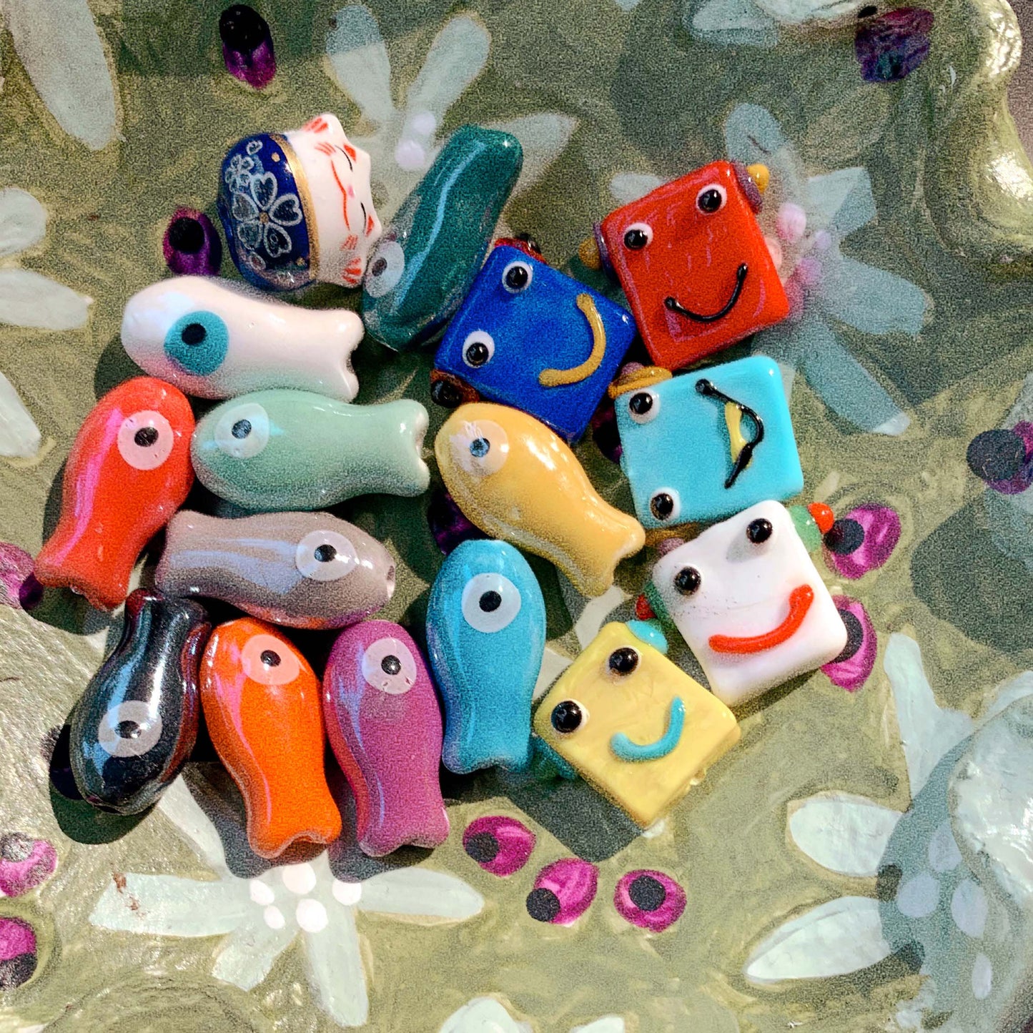 Fish - glossy ceramic bead