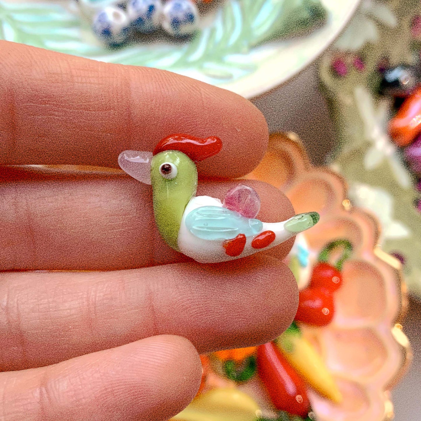 Bird - colorful glass bead