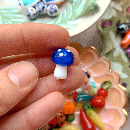 Blue Mushroom - glass bead