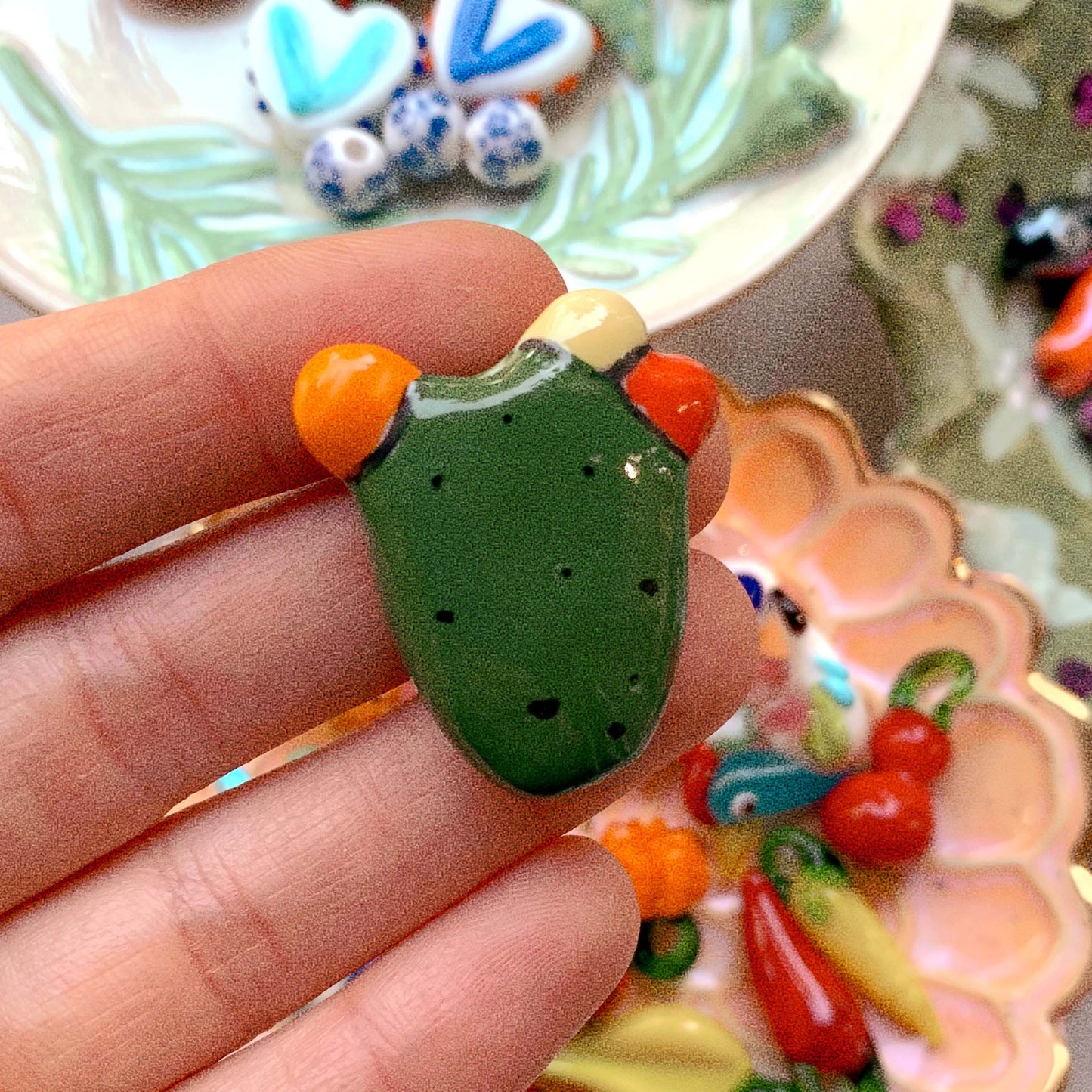 Cactus - ceramic bead