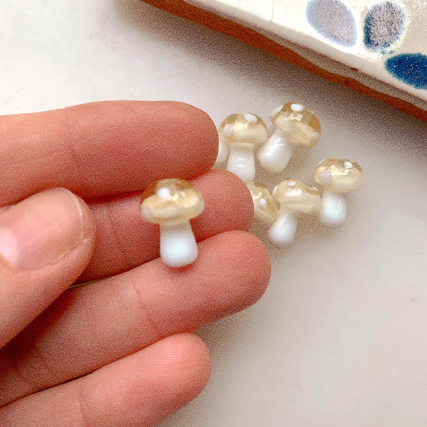 Beige Mushroom - glass bead