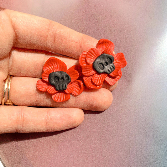 Flower Skull studs - Earrings