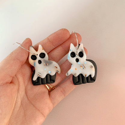 Ghost cats - white - Earrings