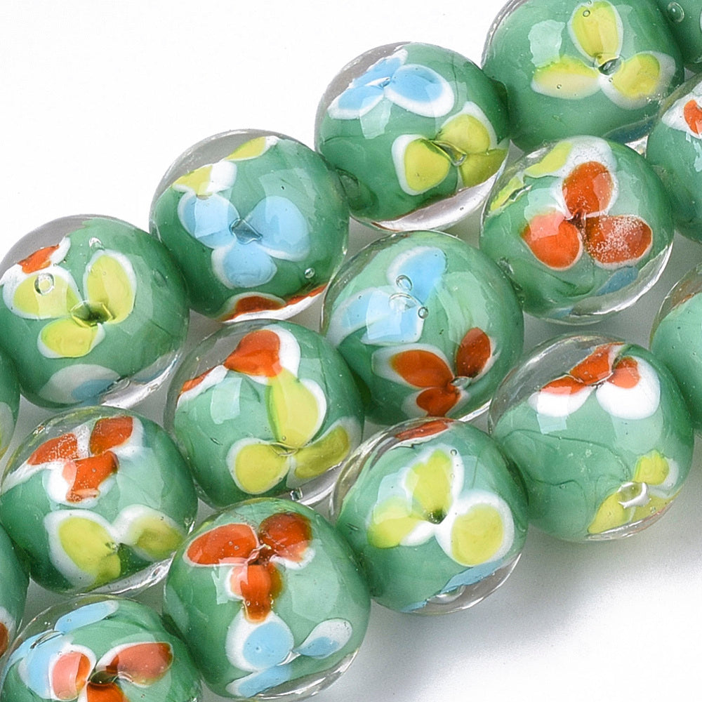Inner flower green - Glass beads