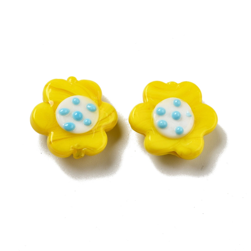 Yellow flower - glass bead